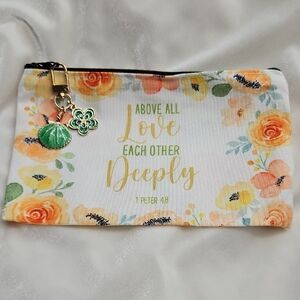 Floral Christian Bible Makeup Bag Motivational Cosmetic Case Faith-Based Gifts